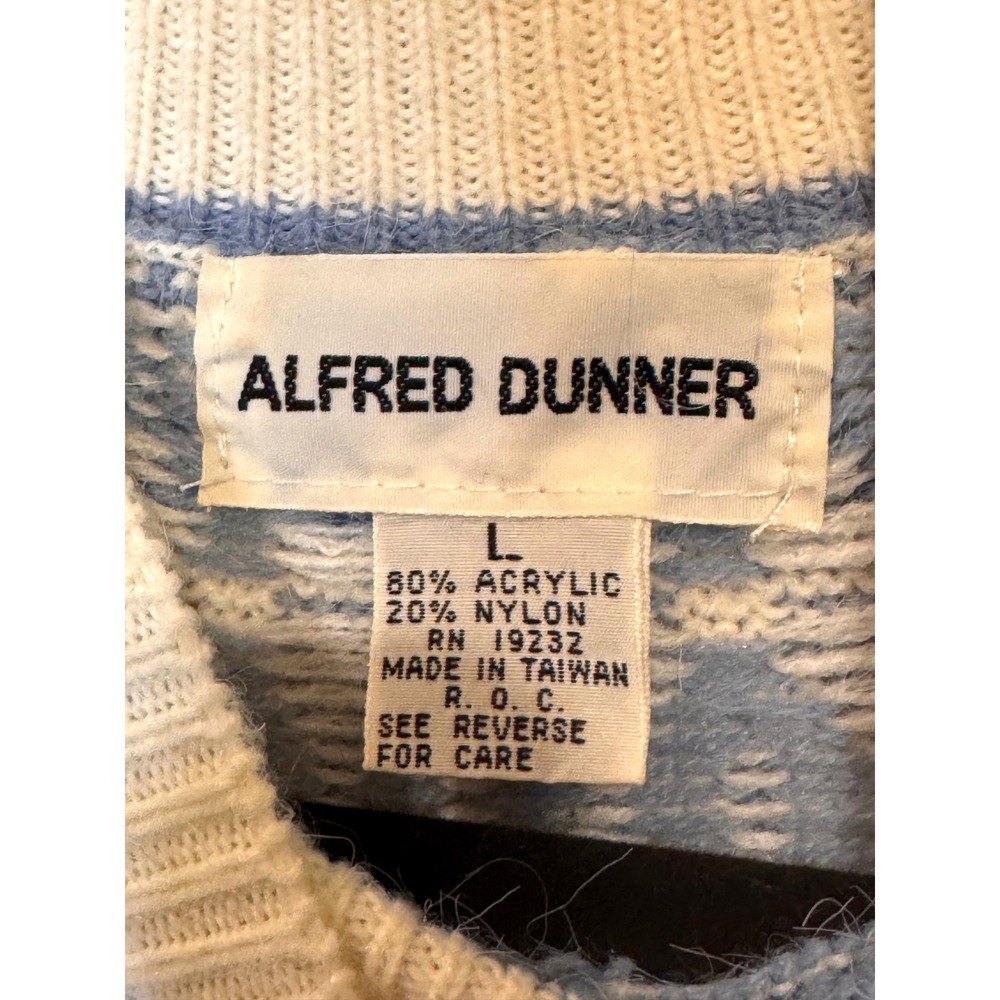 Fair Isle Knit Sweater Size L Mock Neck Pastel Pullover Yoked winter ski 80s - Picture 3 of 8